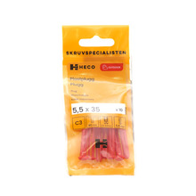 Plastplugg Röd 5,5 x 35 mm 10-pack Heco